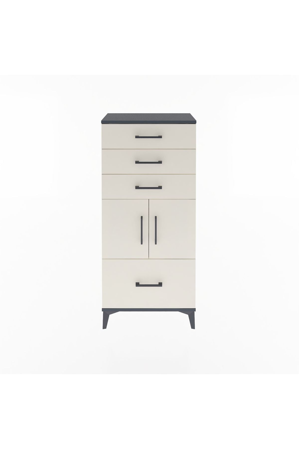 Arges Dolap Tek Raflı 4 Çekmeceli 2 Kapaklı 60x30x134 - S17M076V4A