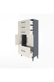 Arges Dolap Tek Raflı 4 Çekmeceli 2 Kapaklı 60x30x134 - S17M076V4A