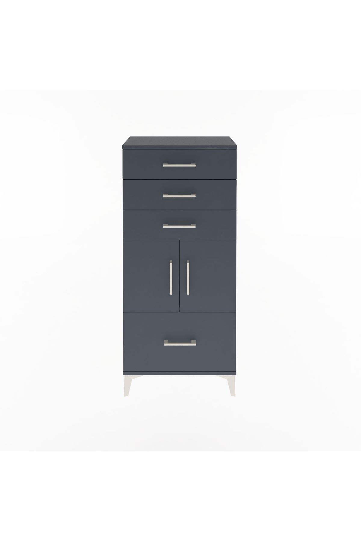 Arges Dolap Tek Raflı 4 Çekmeceli 2 Kapaklı 60x30x134 - S17M076V5A