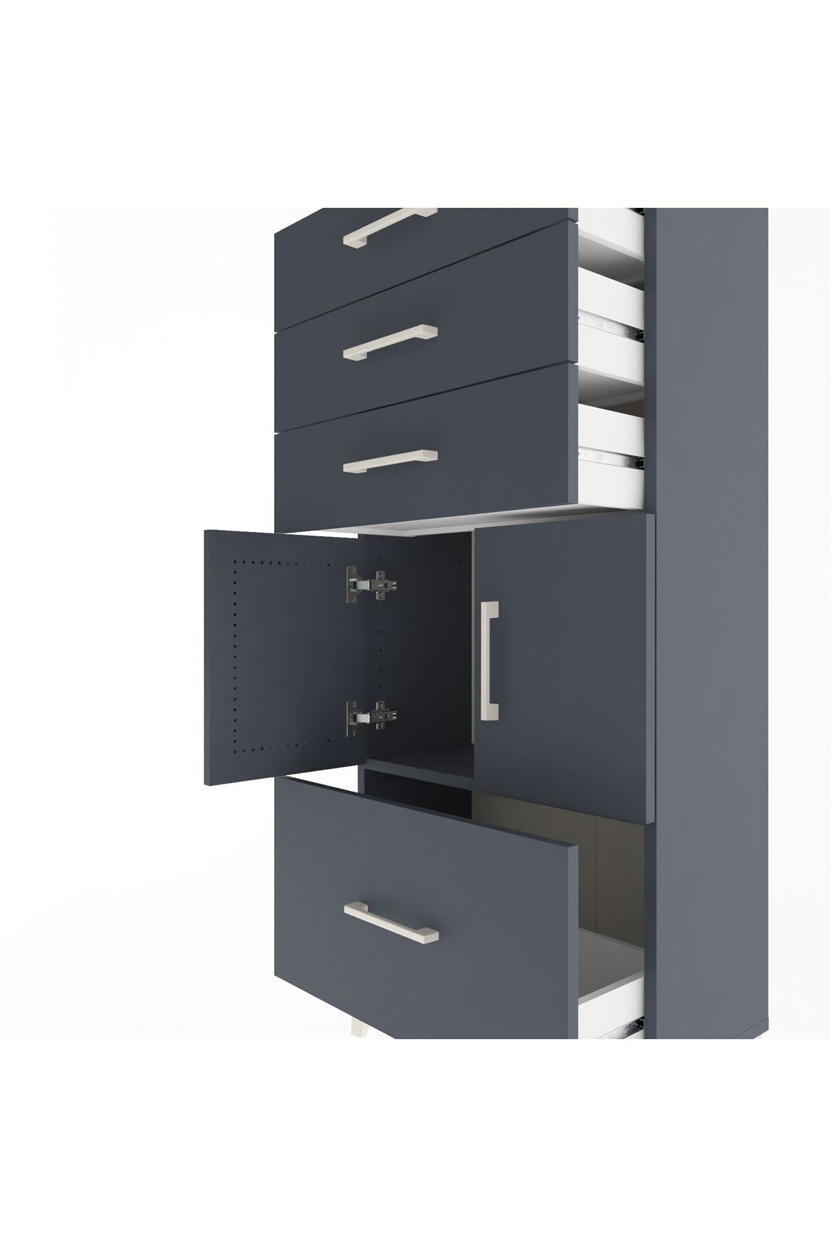 Arges Dolap Tek Raflı 4 Çekmeceli 2 Kapaklı 60x30x134 - S17M076V5A