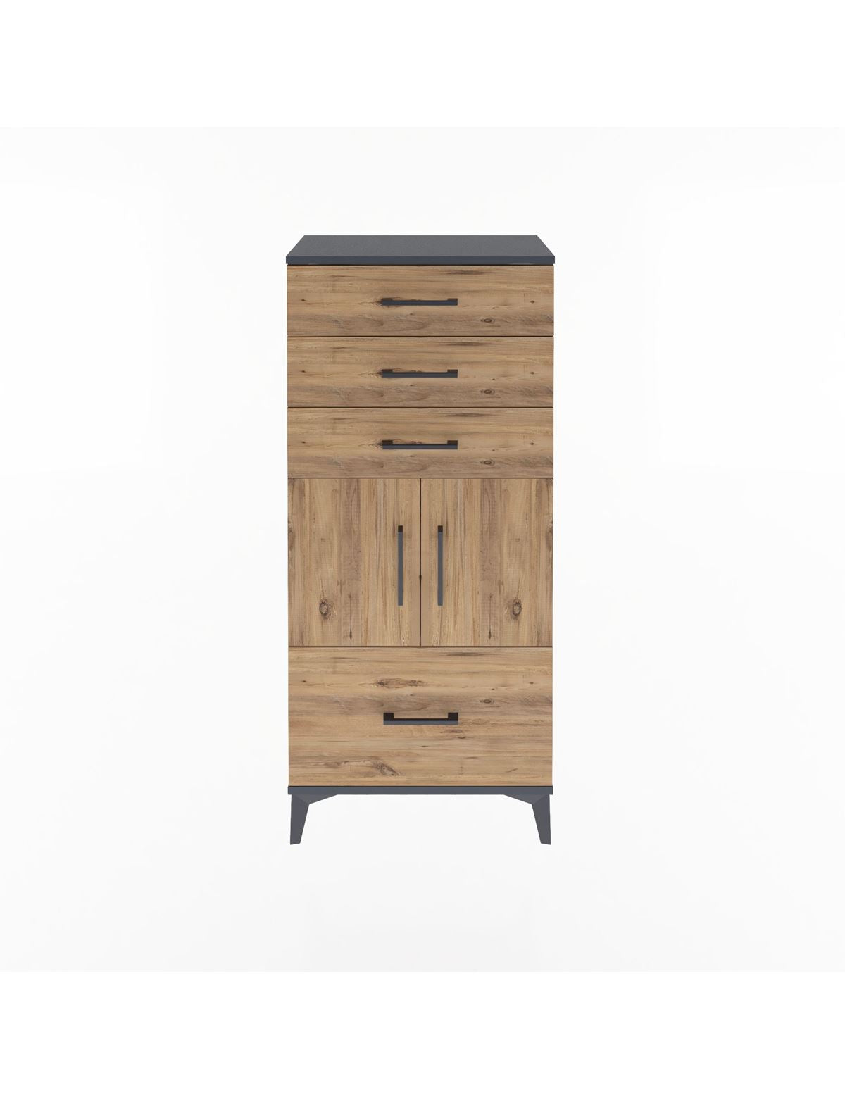 Arges Dolap Tek Raflı 4 Çekmeceli 2 Kapaklı 60x30x134 - S17M076V6A