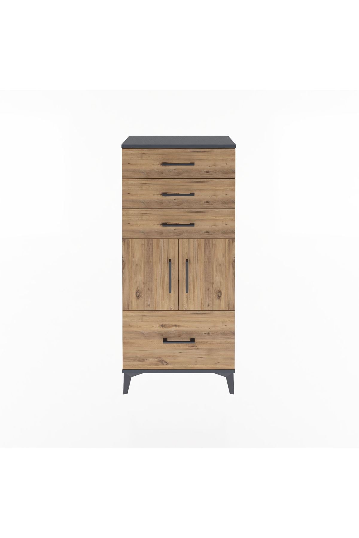 Arges Dolap Tek Raflı 4 Çekmeceli 2 Kapaklı 60x30x134 - S17M076V6A