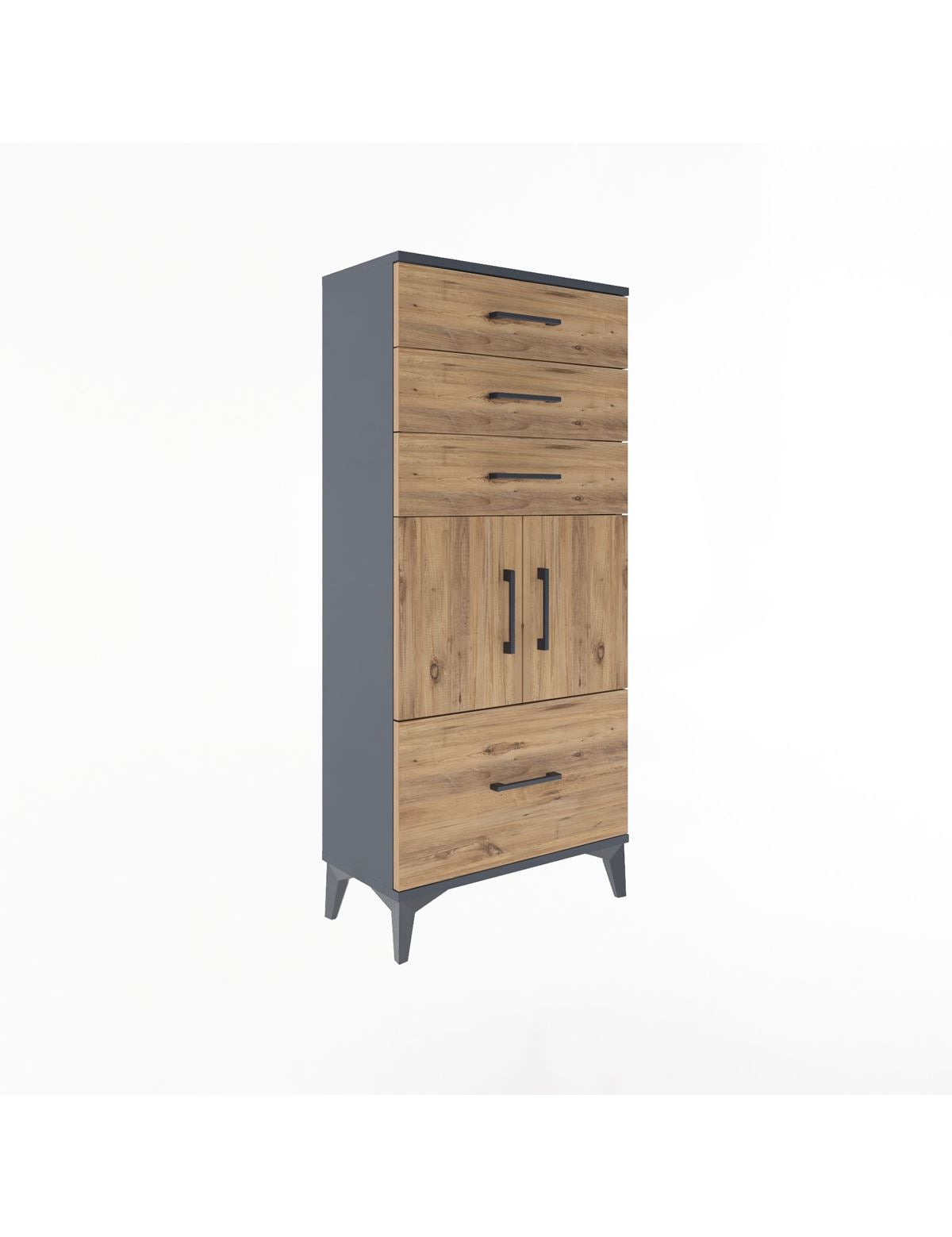 Arges Dolap Tek Raflı 4 Çekmeceli 2 Kapaklı 60x30x134 - S17M076V6A