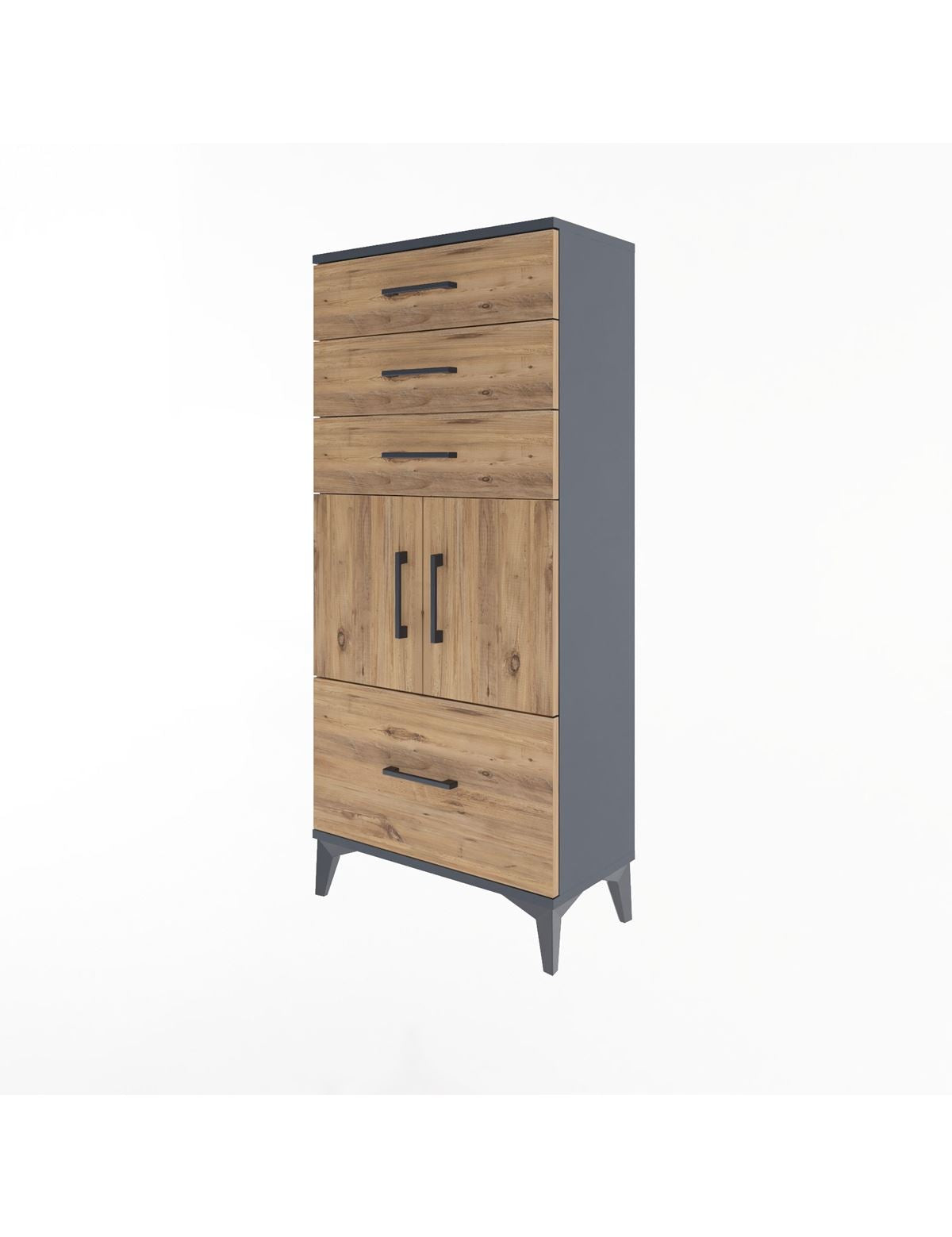 Arges Dolap Tek Raflı 4 Çekmeceli 2 Kapaklı 60x30x134 - S17M076V6A