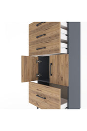 Arges Dolap Tek Raflı 4 Çekmeceli 2 Kapaklı 60x30x134 - S17M076V6A