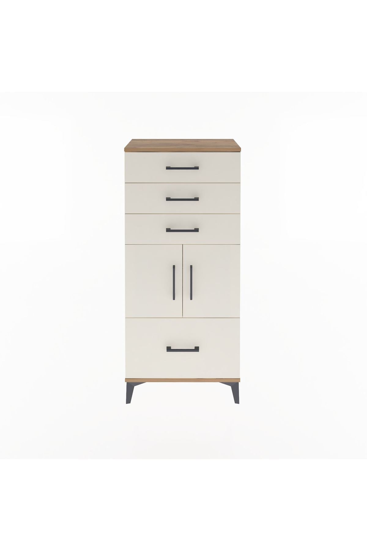 Arges Dolap Tek Raflı 4 Çekmeceli 2 Kapaklı 60x30x134 - S17M076V7A