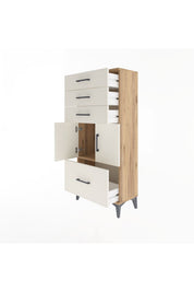 Arges Dolap Tek Raflı 4 Çekmeceli 2 Kapaklı 60x30x134 - S17M076V7A