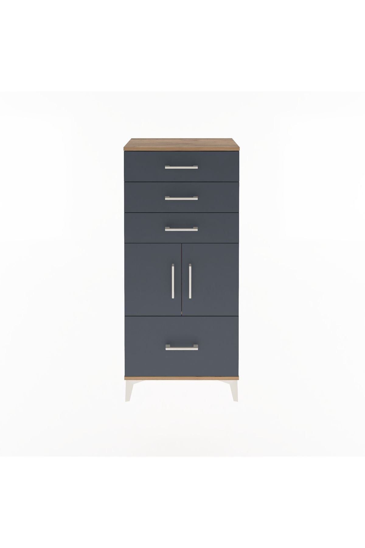 Arges Dolap Tek Raflı 4 Çekmeceli 2 Kapaklı 60x30x134 - S17M076V8A