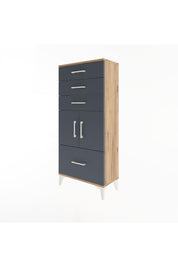 Arges Dolap Tek Raflı 4 Çekmeceli 2 Kapaklı 60x30x134 - S17M076V8A