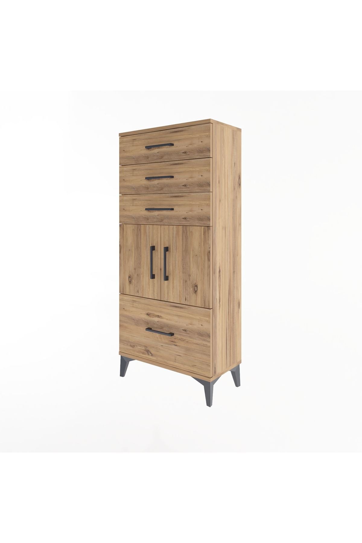 Arges Dolap Tek Raflı 4 Çekmeceli 2 Kapaklı 60x30x134 - S17M076V9A
