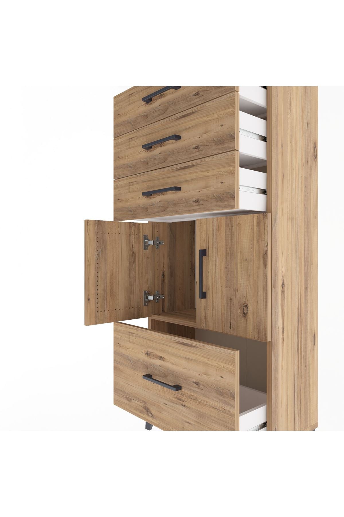 Arges Dolap Tek Raflı 4 Çekmeceli 2 Kapaklı 60x30x134 - S17M076V9A