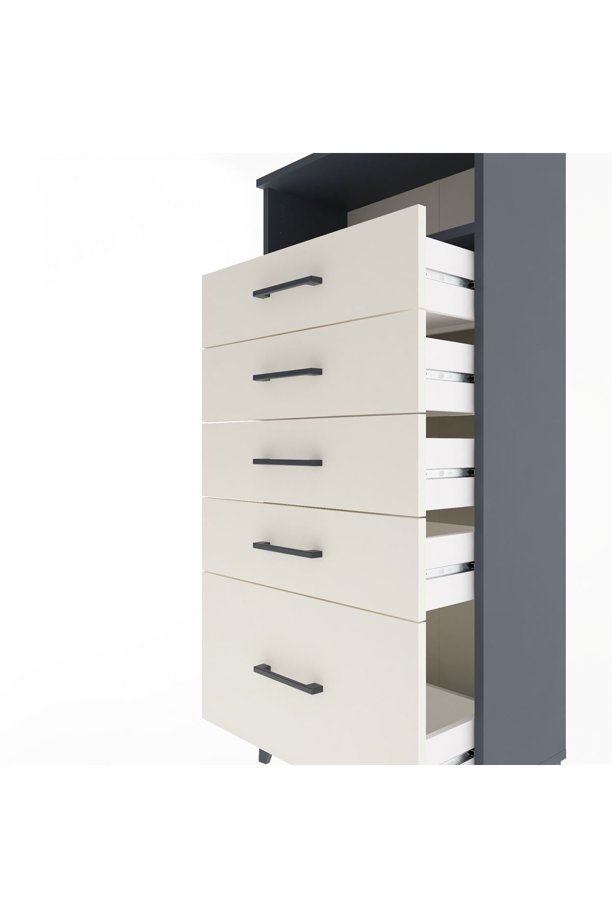 Arges Dolap Tek Raflı 5 Çekmeceli 60x30x134 - S17M077V4A