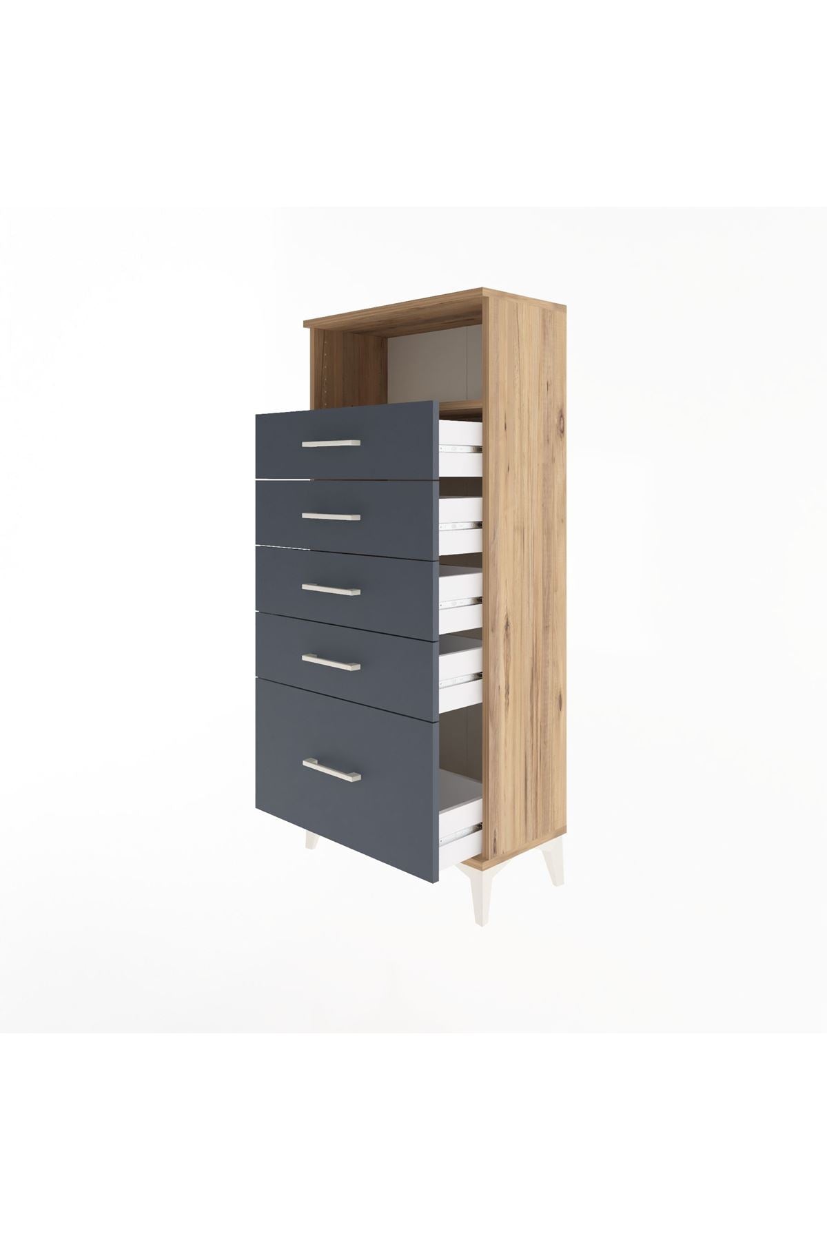Arges Dolap Tek Raflı 5 Çekmeceli 60x30x134 - S17M077V8A