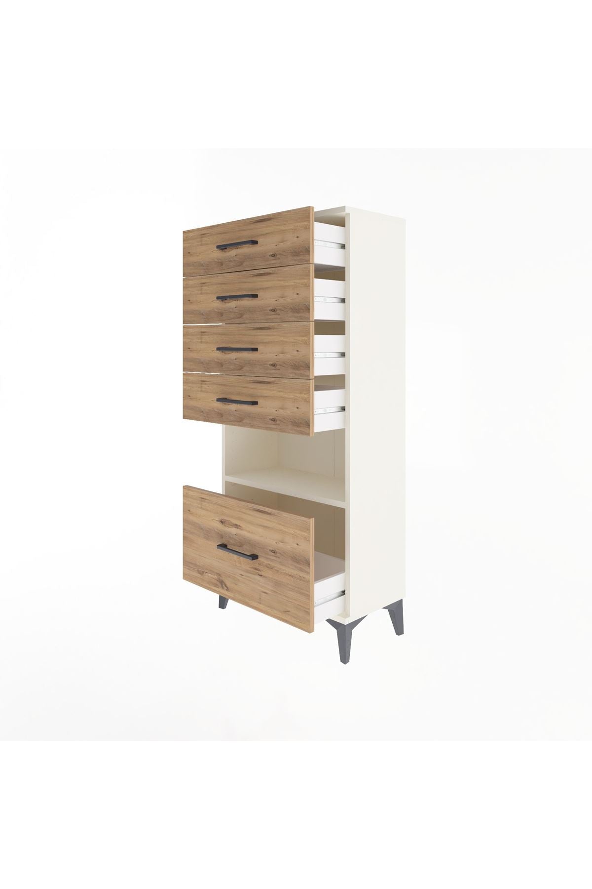 Arges Dolap Tek Raflı 5 Çekmeceli 60x30x134 - S17M078V3A