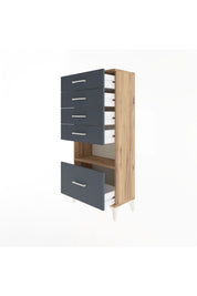 Arges Dolap Tek Raflı 5 Çekmeceli 60x30x134 - S17M078V8A