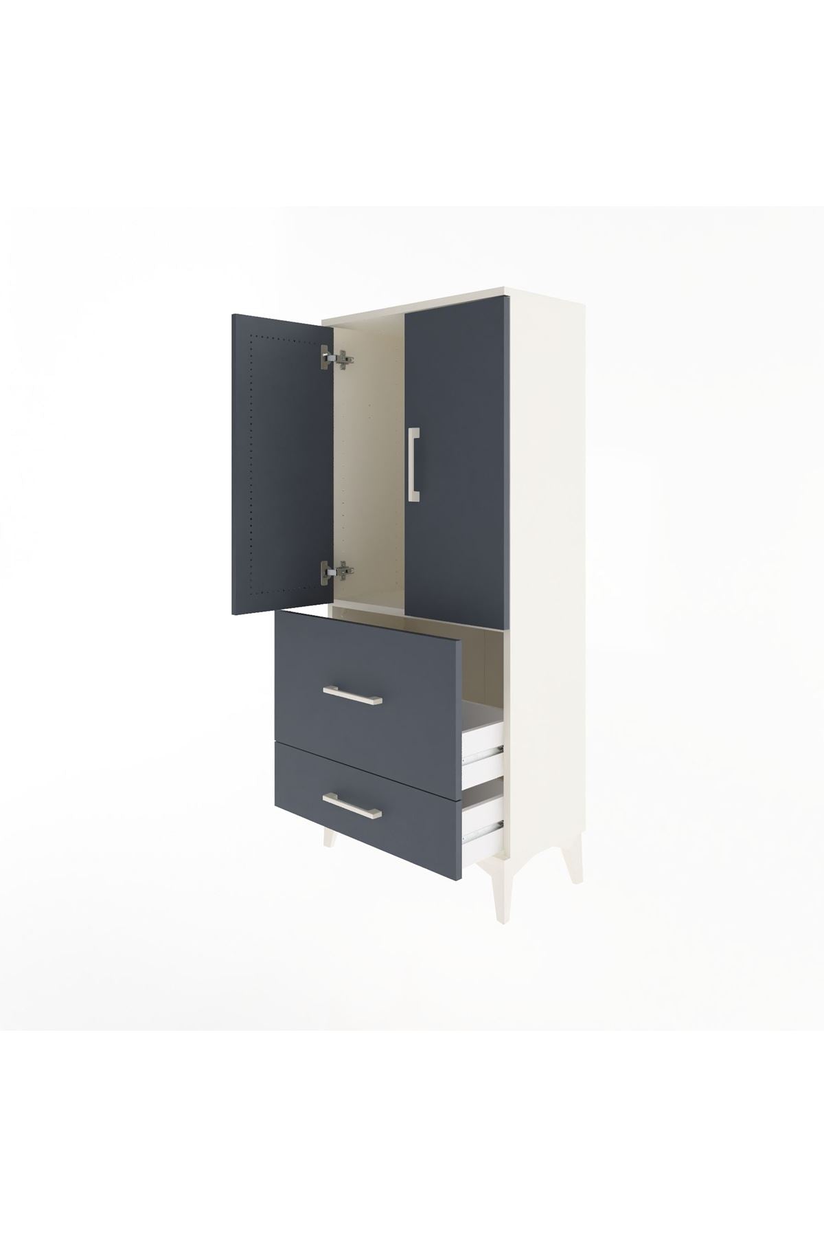 Arges Dolap Tek Raflı 2 Çekmeceli 2 Kapaklı 60x30x134 - S17M079V2A