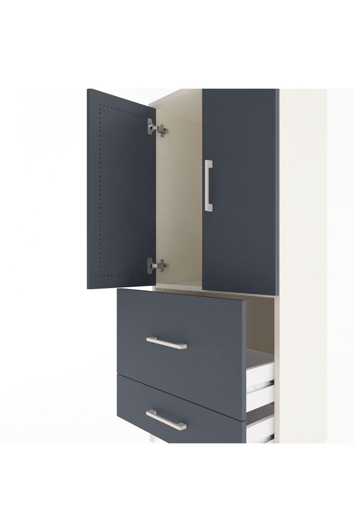 Arges Dolap Tek Raflı 2 Çekmeceli 2 Kapaklı 60x30x134 - S17M079V2A