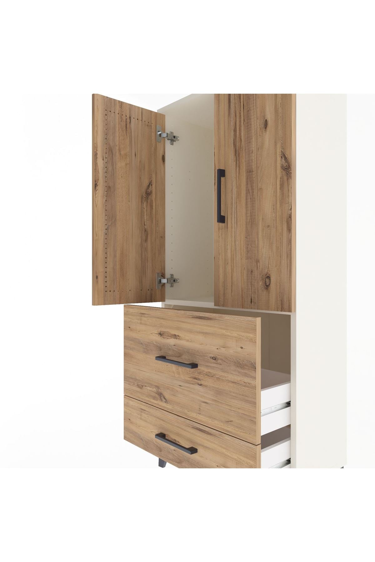 Arges Dolap Tek Raflı 2 Çekmeceli 2 Kapaklı 60x30x134 - S17M079V3A