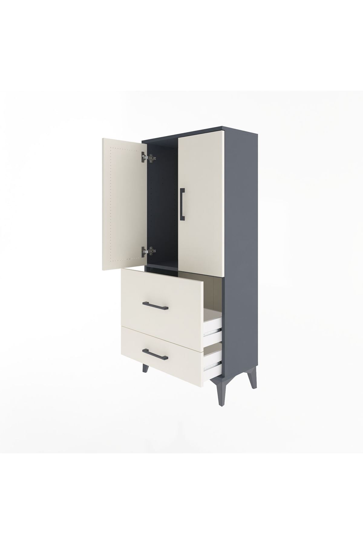 Arges Dolap Tek Raflı 2 Çekmeceli 2 Kapaklı 60x30x134 - S17M079V4A