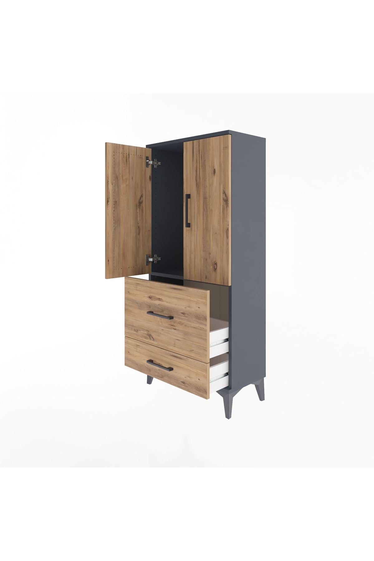 Arges Dolap Tek Raflı 2 Çekmeceli 2 Kapaklı 60x30x134 - S17M079V6A