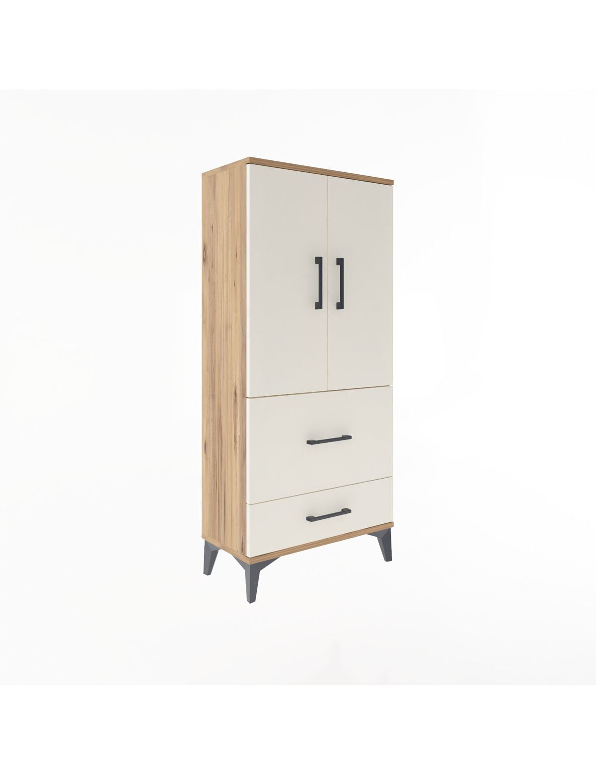 Arges Dolap Tek Raflı 2 Çekmeceli 2 Kapaklı 60x30x134 - S17M079V7A
