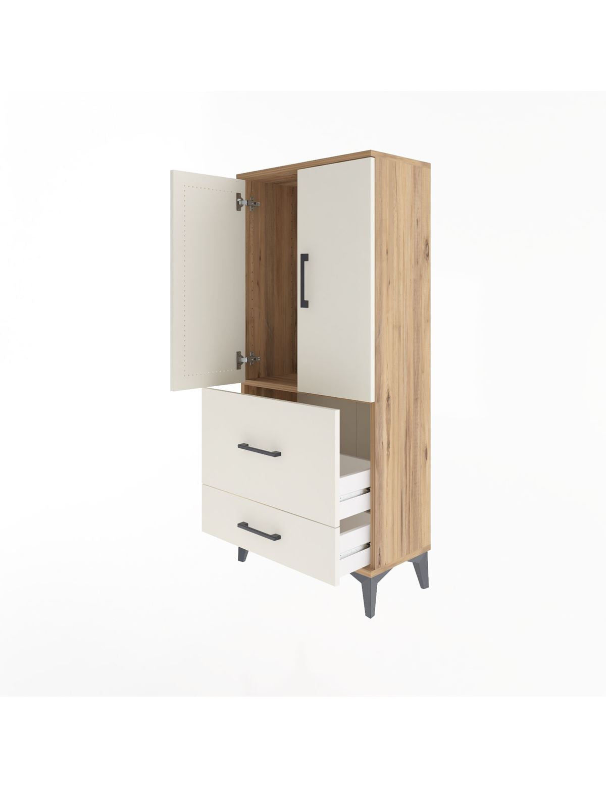 Arges Dolap Tek Raflı 2 Çekmeceli 2 Kapaklı 60x30x134 - S17M079V7A