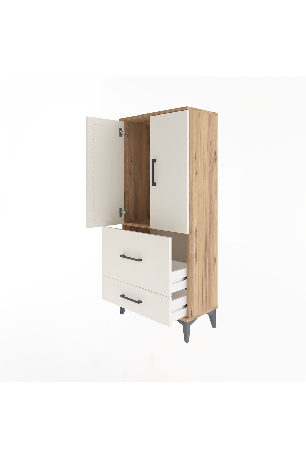 Arges Dolap Tek Raflı 2 Çekmeceli 2 Kapaklı 60x30x134 - S17M079V7A