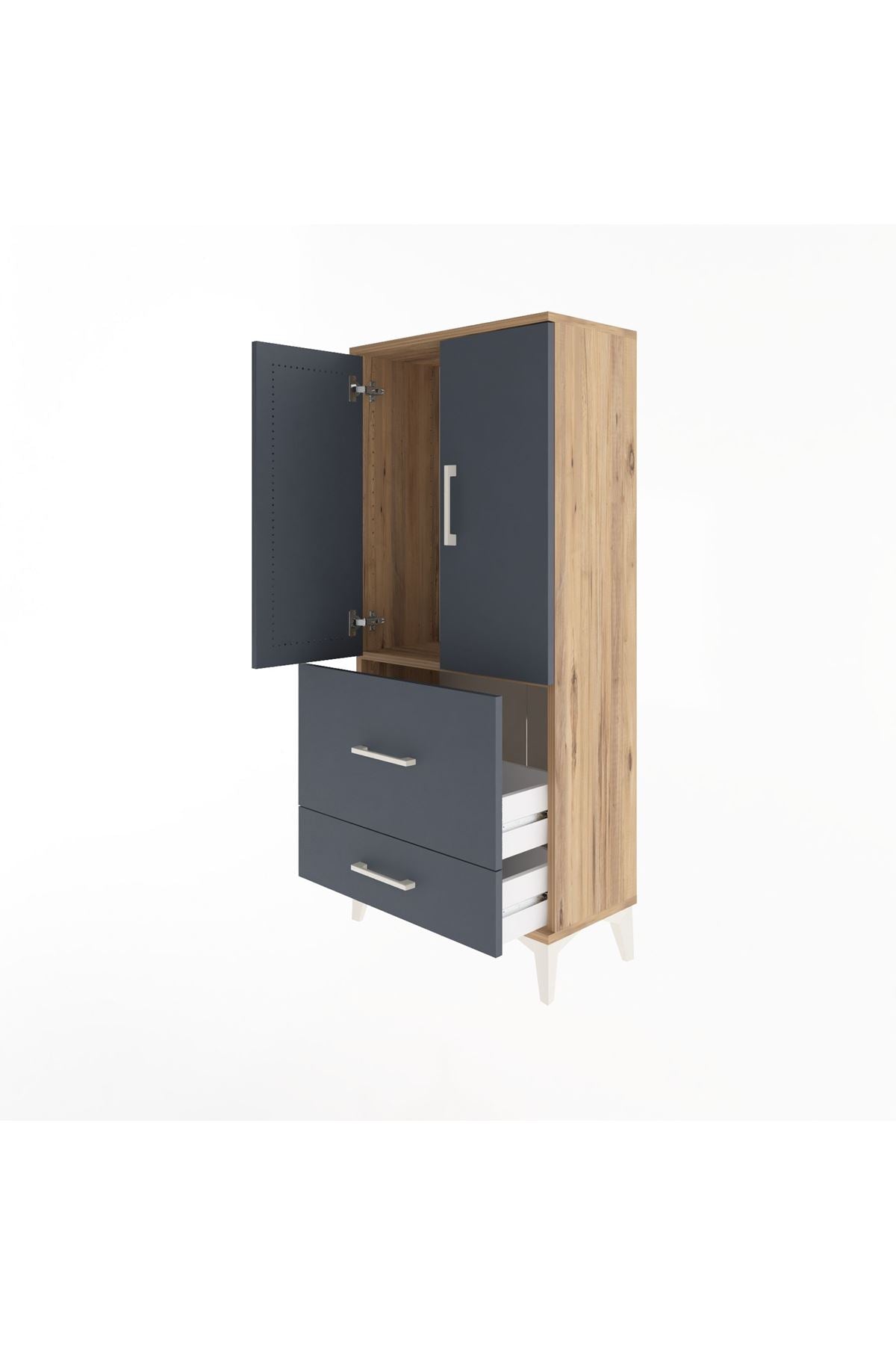 Arges Dolap Tek Raflı 2 Çekmeceli 2 Kapaklı 60x30x134 - S17M079V8A