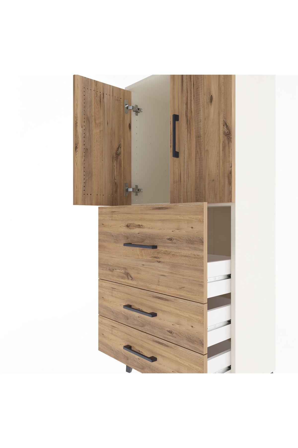Arges Dolap Tek Raflı 3 Çekmeceli 2 Kapaklı 60x30x134 - S17M080V3A