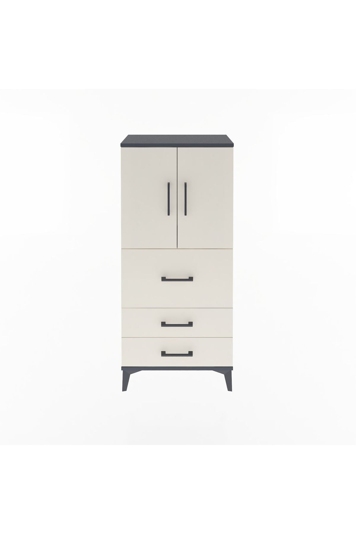Arges Dolap Tek Raflı 3 Çekmeceli 2 Kapaklı 60x30x134 - S17M080V4A