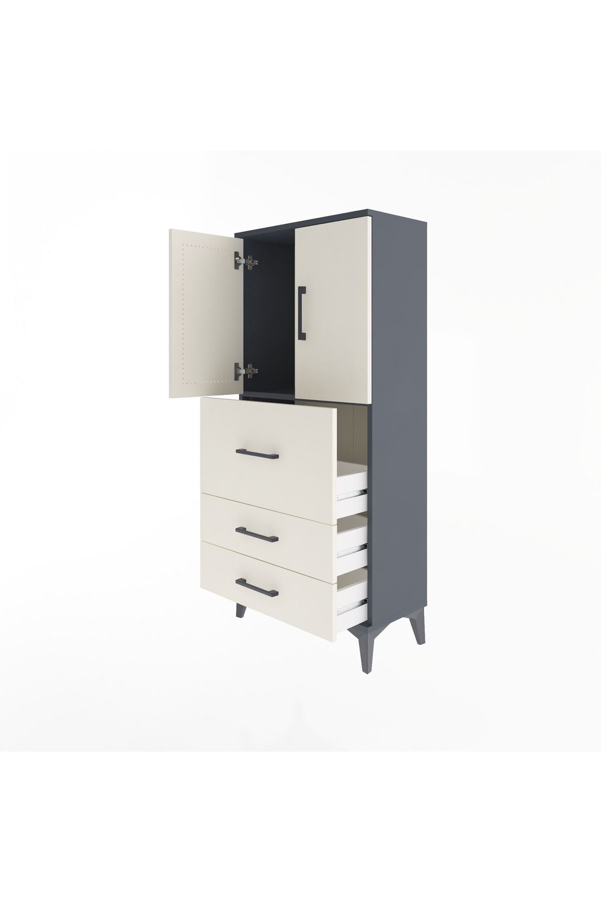 Arges Dolap Tek Raflı 3 Çekmeceli 2 Kapaklı 60x30x134 - S17M080V4A