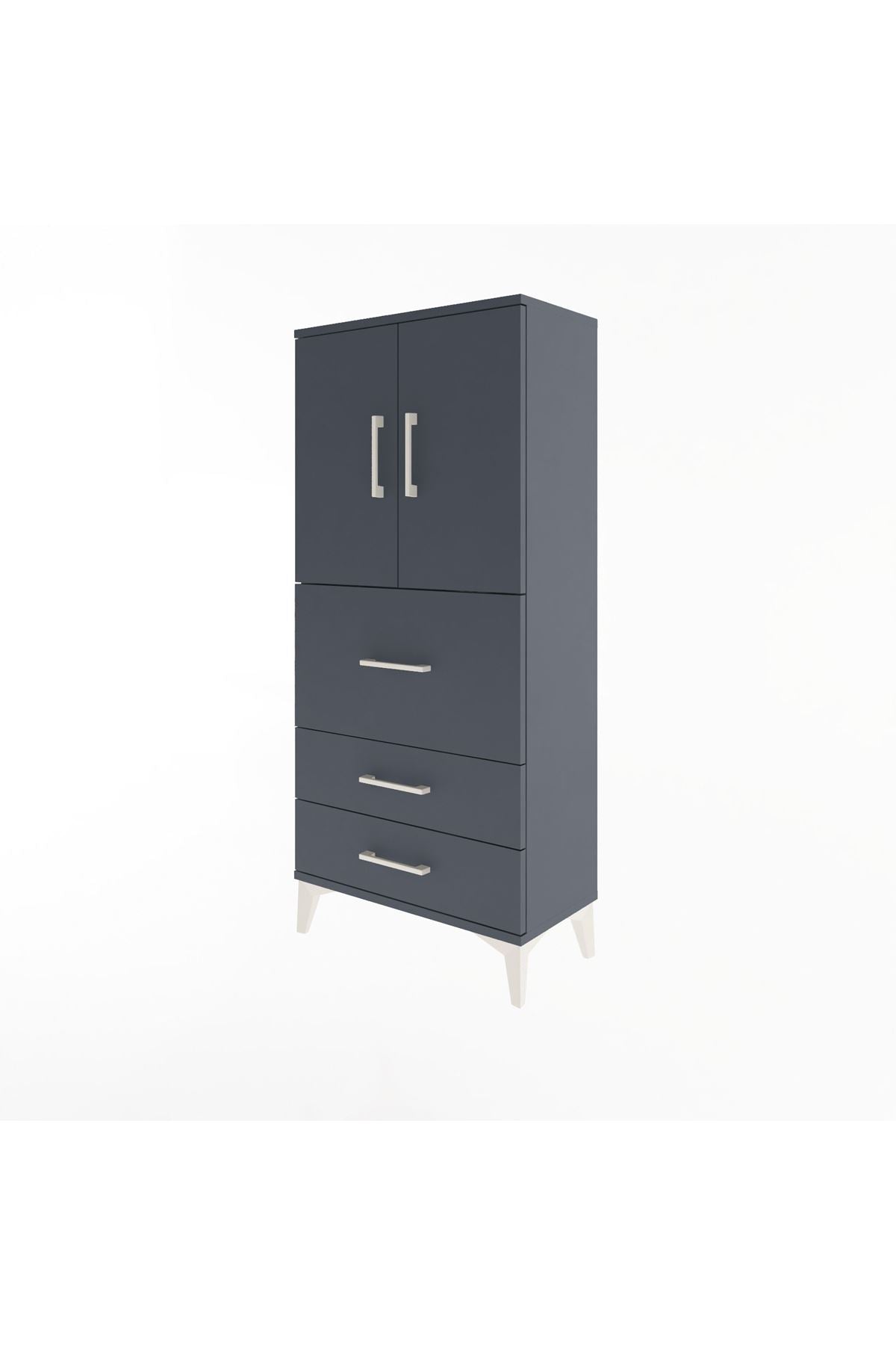 Arges Dolap Tek Raflı 3 Çekmeceli 2 Kapaklı 60x30x134 - S17M080V5A