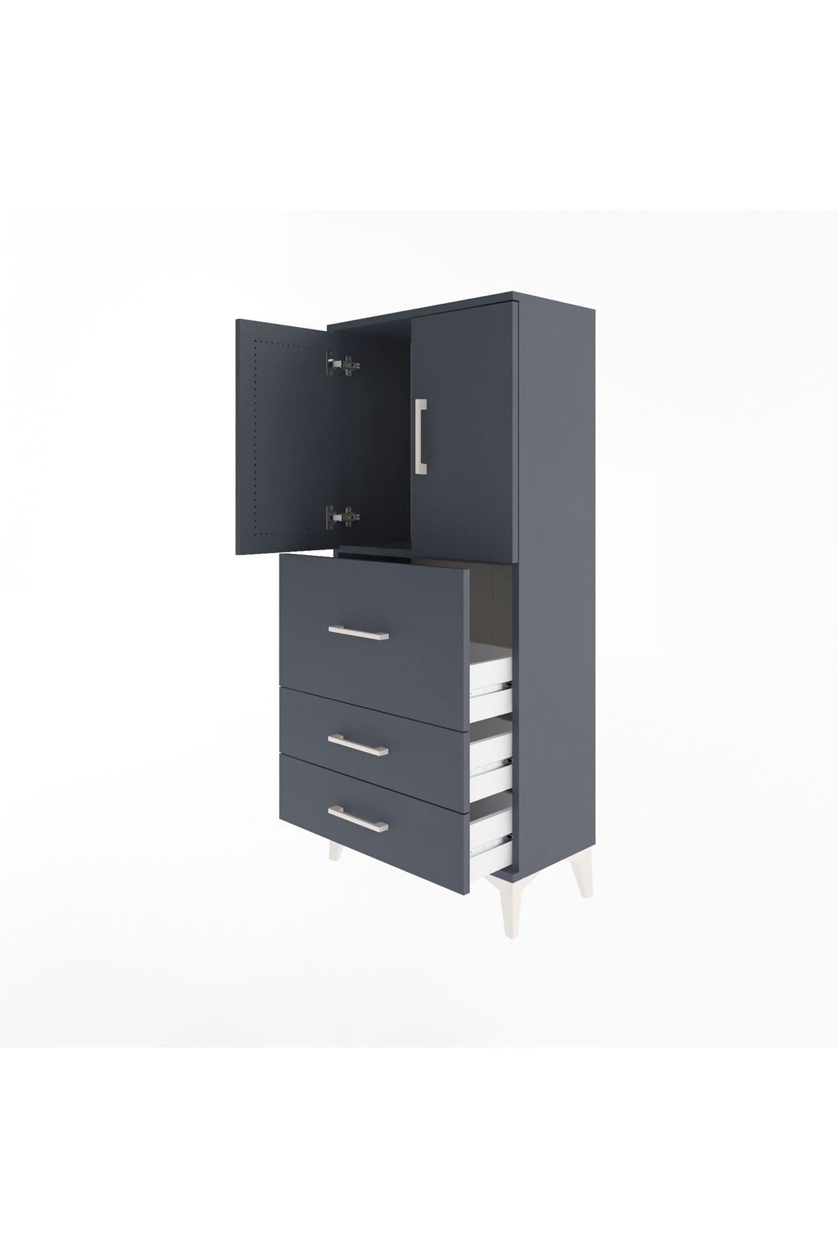 Arges Dolap Tek Raflı 3 Çekmeceli 2 Kapaklı 60x30x134 - S17M080V5A