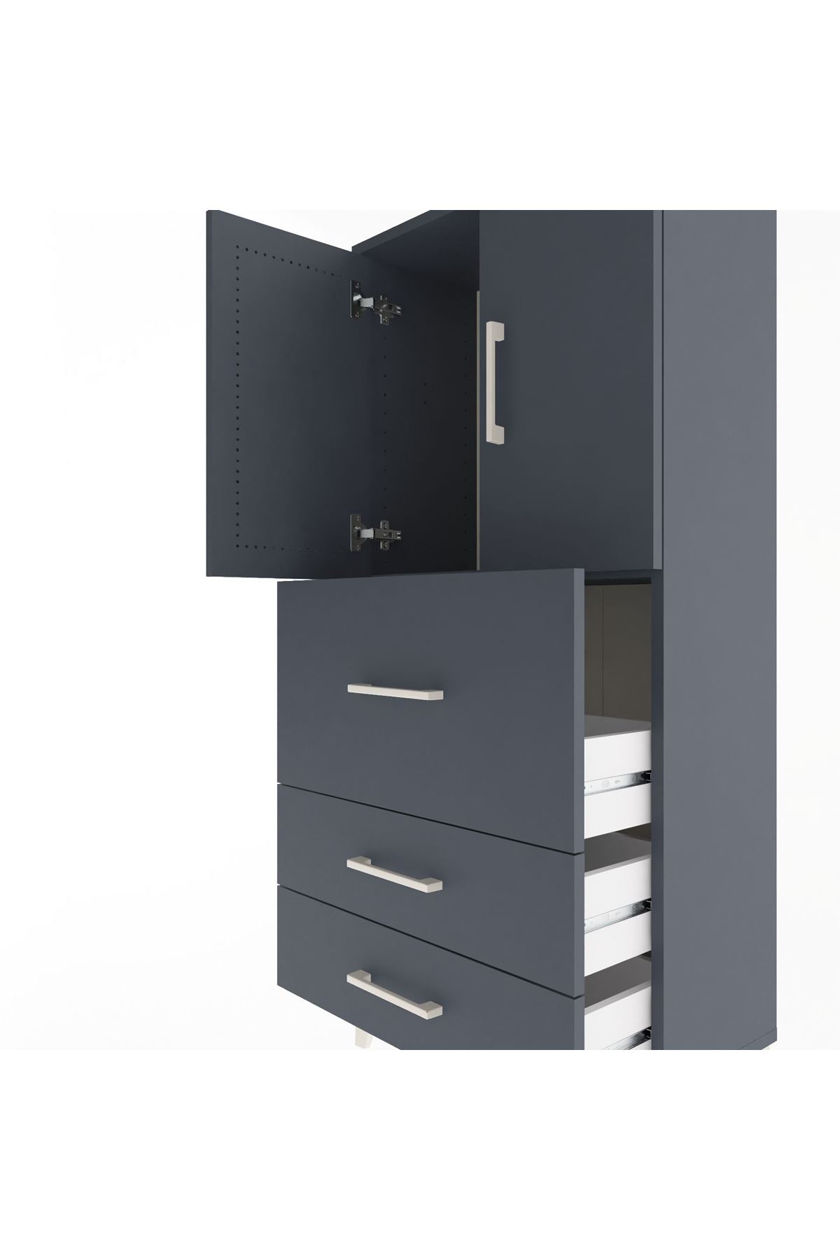 Arges Dolap Tek Raflı 3 Çekmeceli 2 Kapaklı 60x30x134 - S17M080V5A