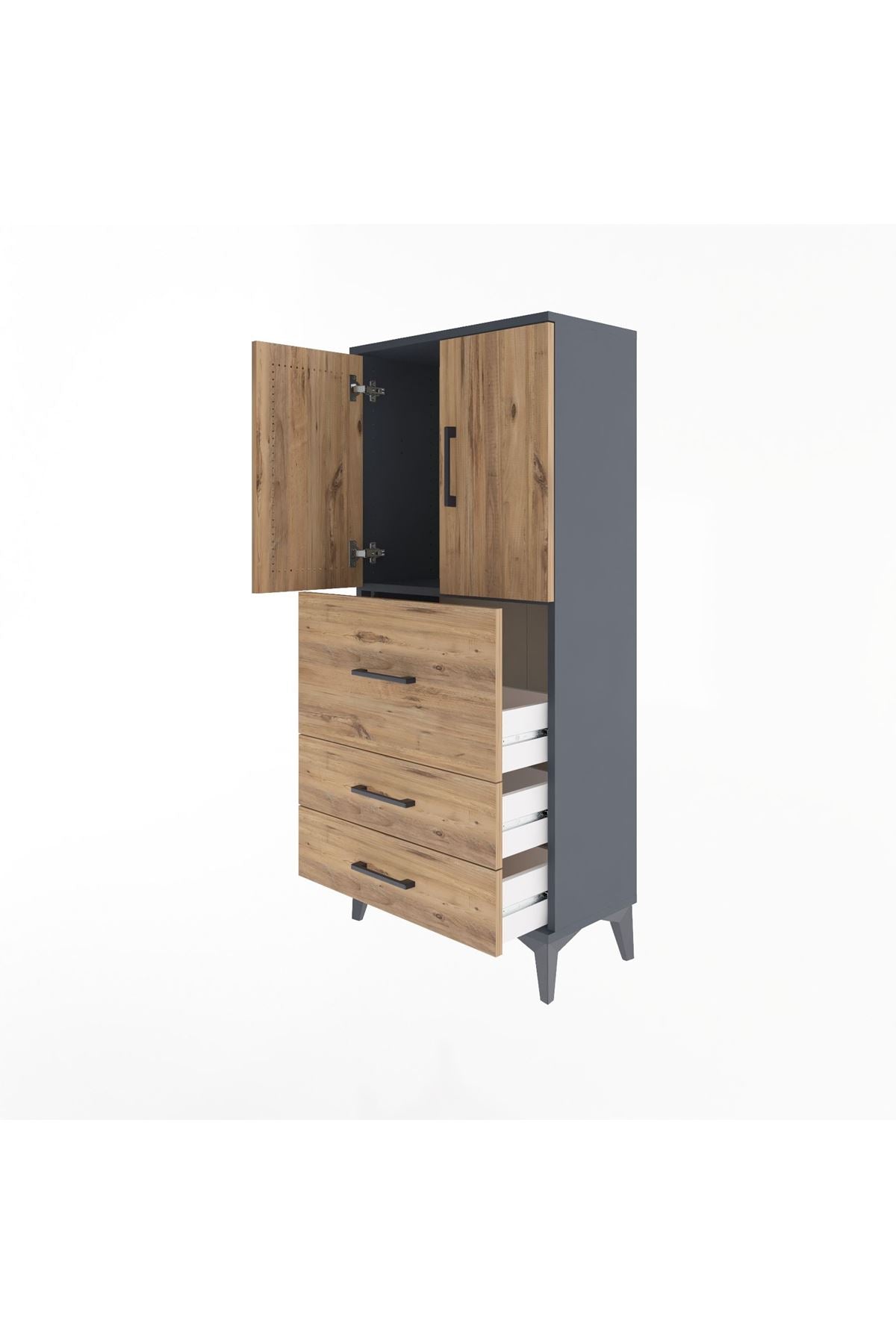 Arges Dolap Tek Raflı 3 Çekmeceli 2 Kapaklı 60x30x134 - S17M080V6A