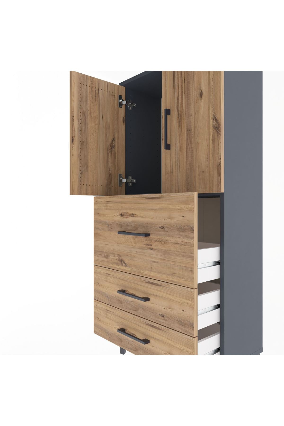 Arges Dolap Tek Raflı 3 Çekmeceli 2 Kapaklı 60x30x134 - S17M080V6A