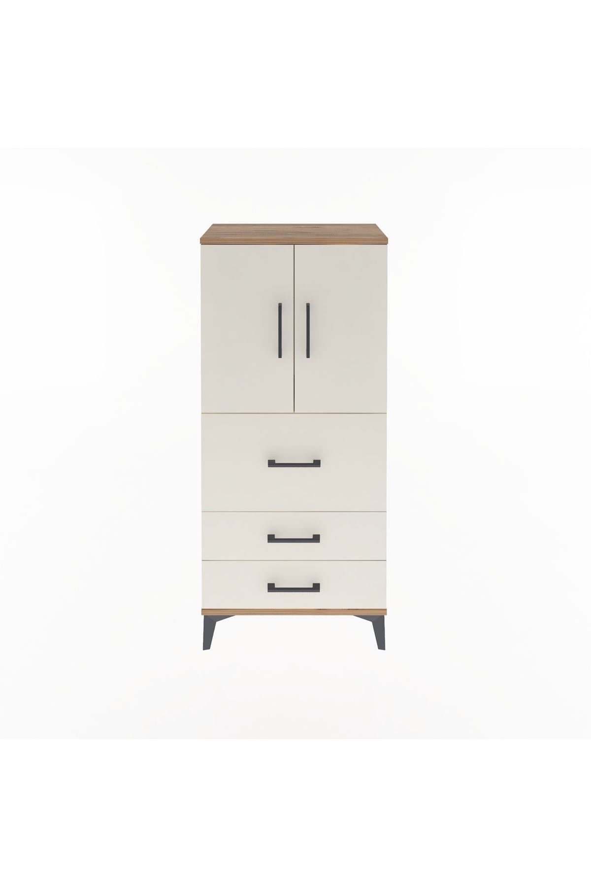 Arges Dolap Tek Raflı 3 Çekmeceli 2 Kapaklı 60x30x134 - S17M080V7A
