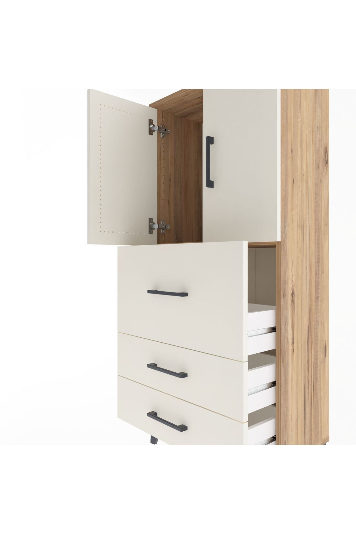 Arges Dolap Tek Raflı 3 Çekmeceli 2 Kapaklı 60x30x134 - S17M080V7A