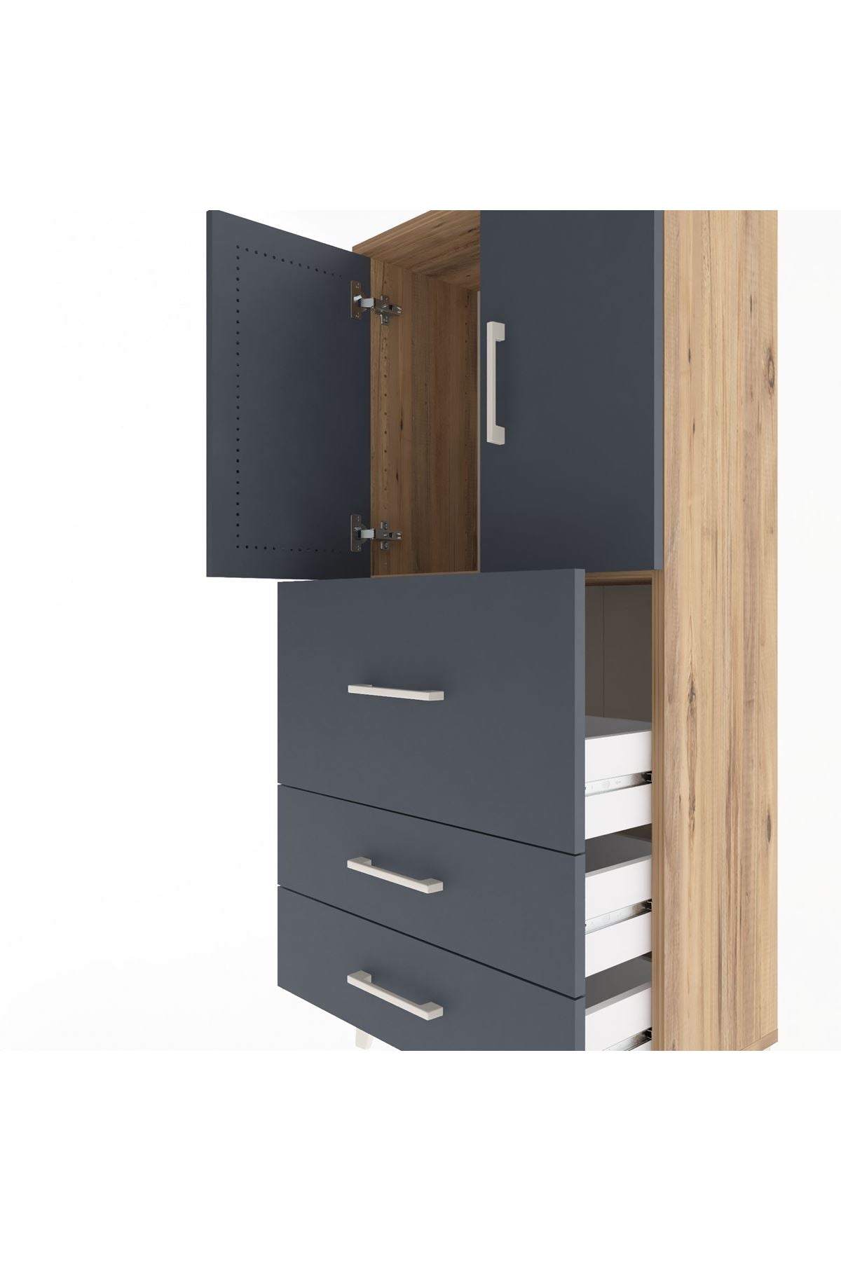 Arges Dolap Tek Raflı 3 Çekmeceli 2 Kapaklı 60x30x134 - S17M080V8A