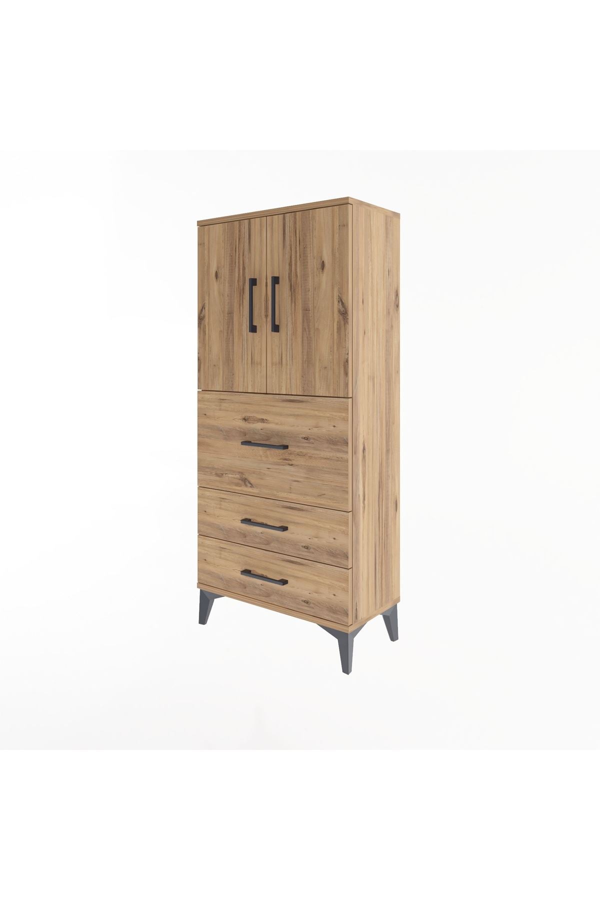 Arges Dolap Tek Raflı 3 Çekmeceli 2 Kapaklı 60x30x134 - S17M080V9A