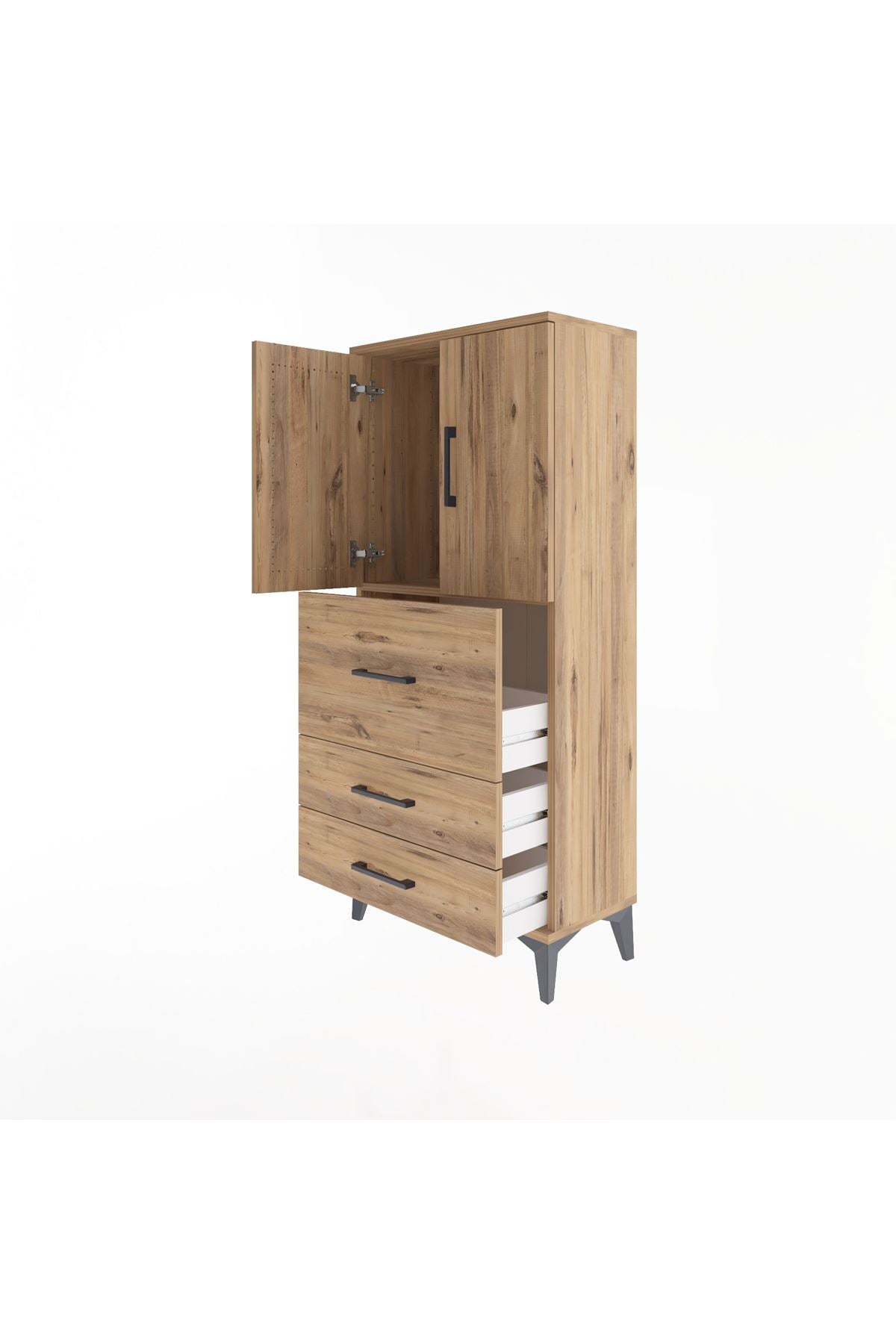 Arges Dolap Tek Raflı 3 Çekmeceli 2 Kapaklı 60x30x134 - S17M080V9A