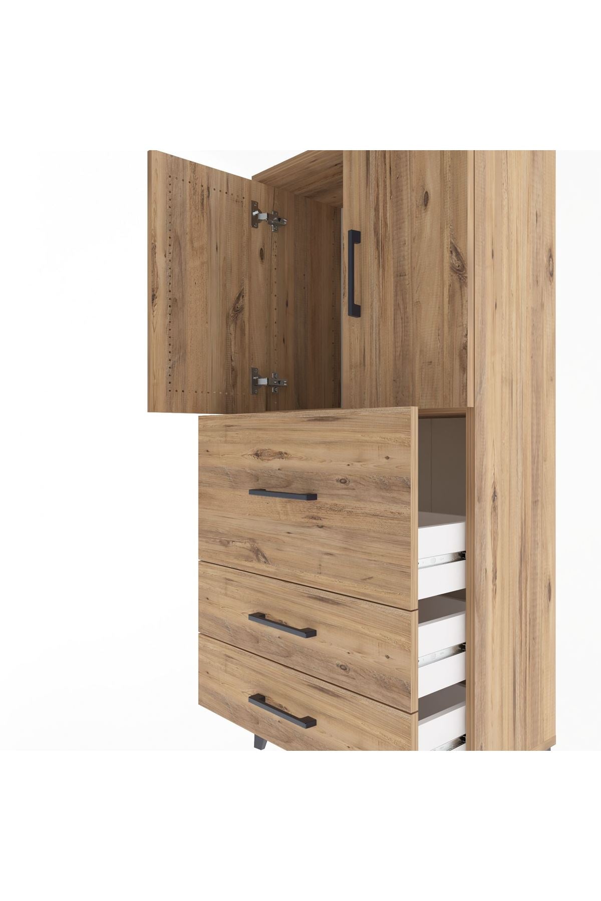 Arges Dolap Tek Raflı 3 Çekmeceli 2 Kapaklı 60x30x134 - S17M080V9A
