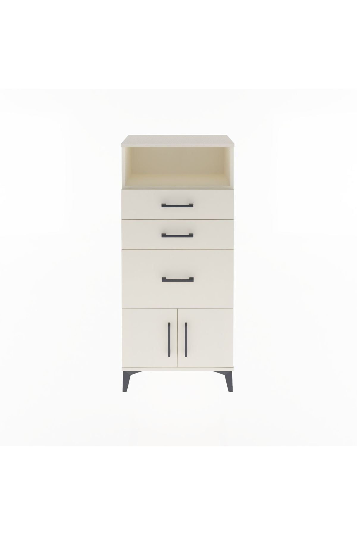 Arges Dolap Tek Raflı 3 Çekmeceli 2 Kapaklı 60x30x134 - S17M081V1A