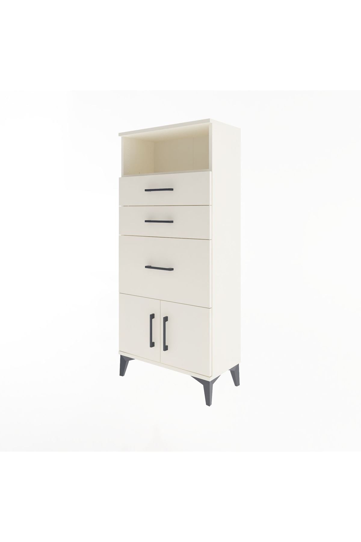 Arges Dolap Tek Raflı 3 Çekmeceli 2 Kapaklı 60x30x134 - S17M081V1A