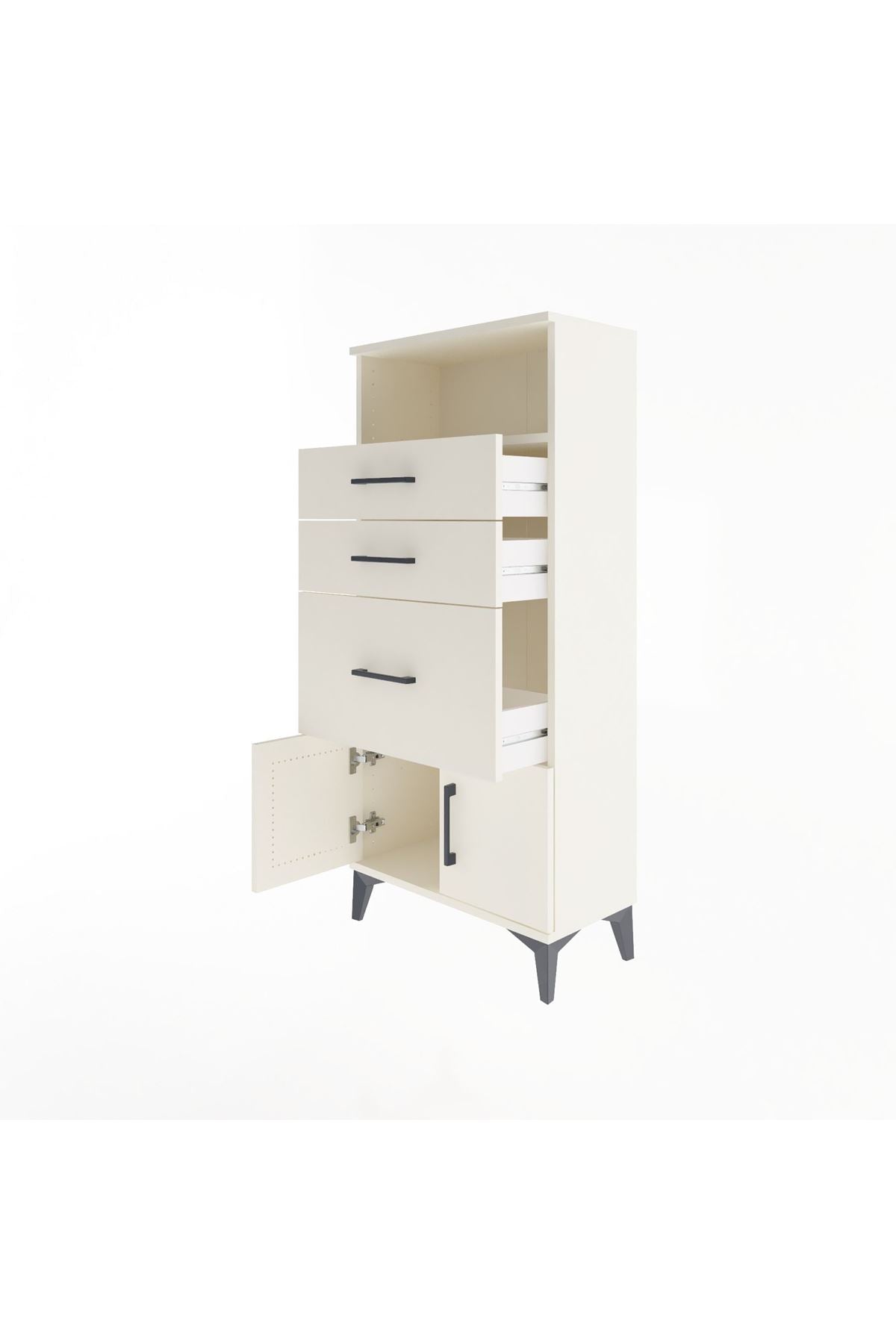 Arges Dolap Tek Raflı 3 Çekmeceli 2 Kapaklı 60x30x134 - S17M081V1A