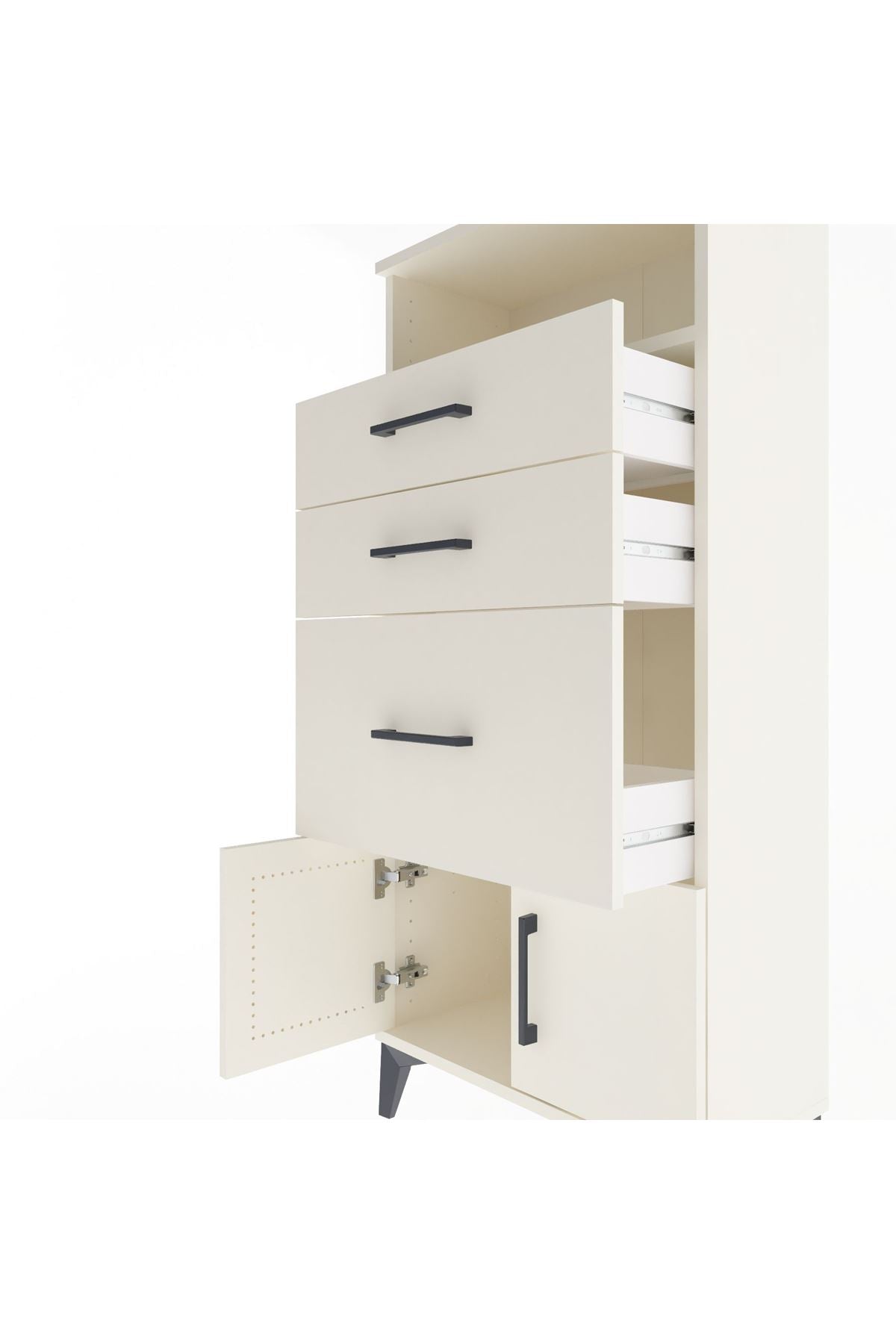 Arges Dolap Tek Raflı 3 Çekmeceli 2 Kapaklı 60x30x134 - S17M081V1A