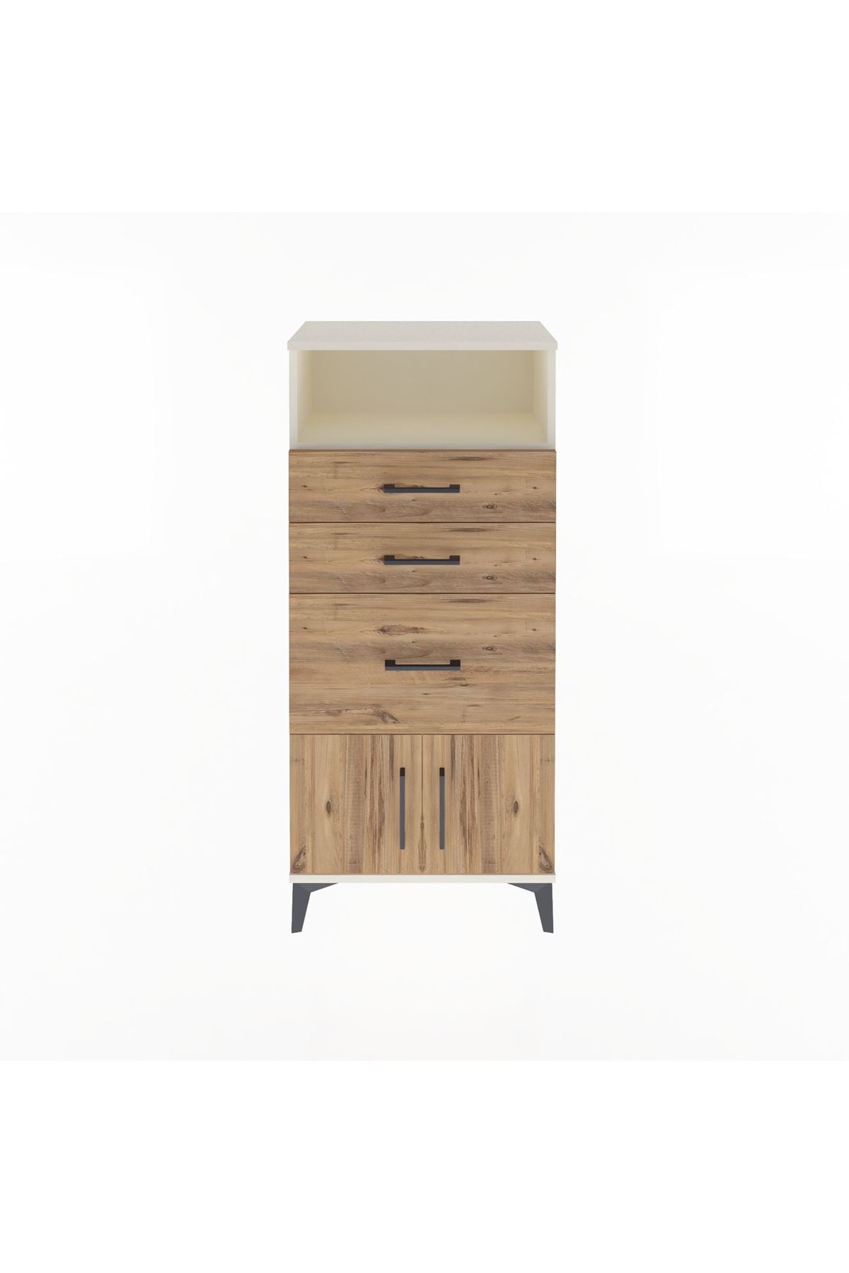 Arges Dolap Tek Raflı 3 Çekmeceli 2 Kapaklı 60x30x134 - S17M081V3A