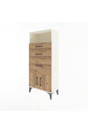 Arges Dolap Tek Raflı 3 Çekmeceli 2 Kapaklı 60x30x134 - S17M081V3A
