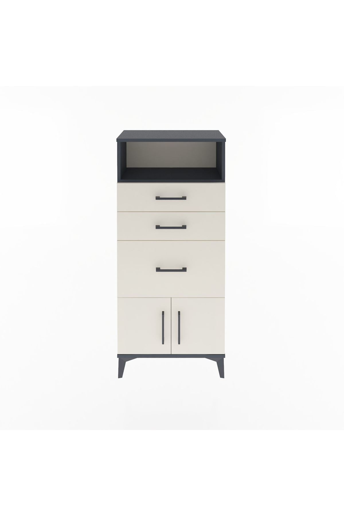 Arges Dolap Tek Raflı 3 Çekmeceli 2 Kapaklı 60x30x134 - S17M081V4A