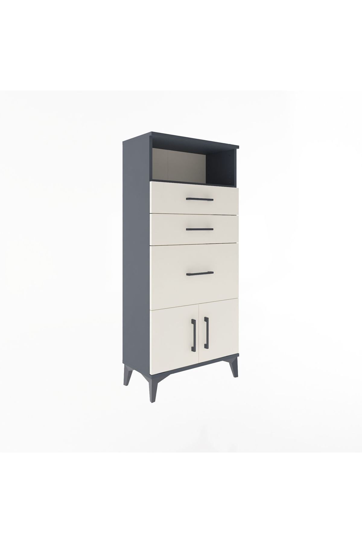 Arges Dolap Tek Raflı 3 Çekmeceli 2 Kapaklı 60x30x134 - S17M081V4A